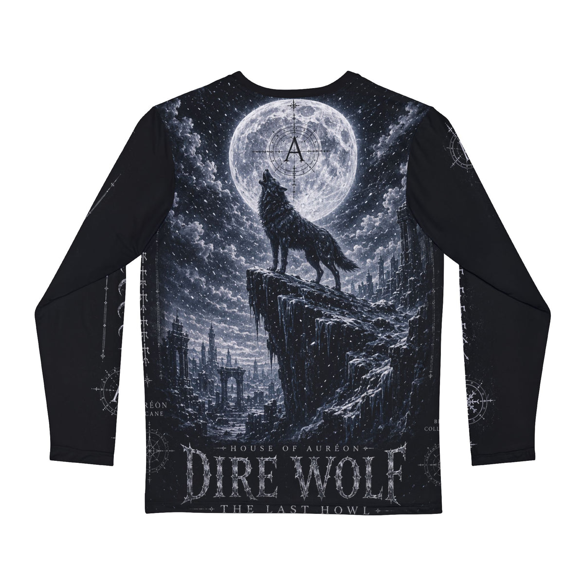 AURÉON ARCANE — Dire Wolf: The Last Howl | Beast Division | Men's Long Sleeve Tee | AA-BD-DW-M-LT-AOP-D01