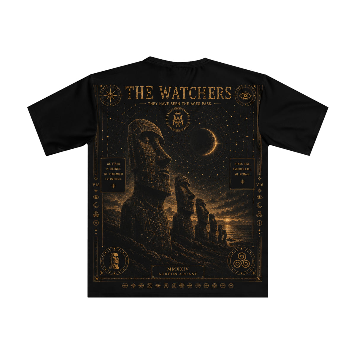 AURÉON ARCANE – The Watchers | Visions Division | Box Fit Drop Shoulder Tee (Men's) | AA-VD-MDBS-WATCHERS-V16-BLK-M-701