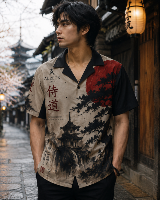 Kage no Michi | Casual Shirt | Crimson Horizon | HOA-ARC-KNM-D1