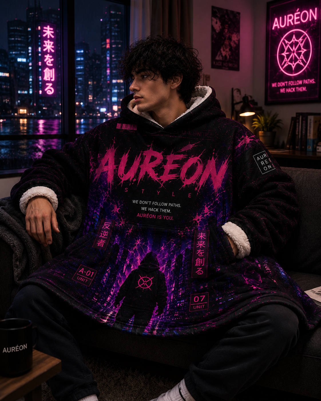 AUR-AS-NL-C1-SEP26-H2 | FLEECE LIGHT WEIGHT HOODIE | NEON PINK | UNISEX