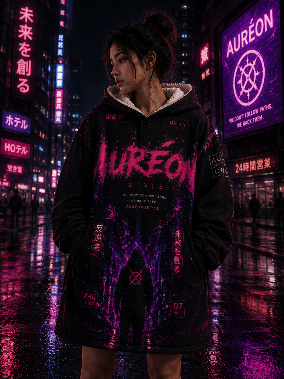 AUR-AS-NL-C1-SEP26-H2 | FLEECE LIGHT WEIGHT HOODIE | NEON PINK | UNISEX