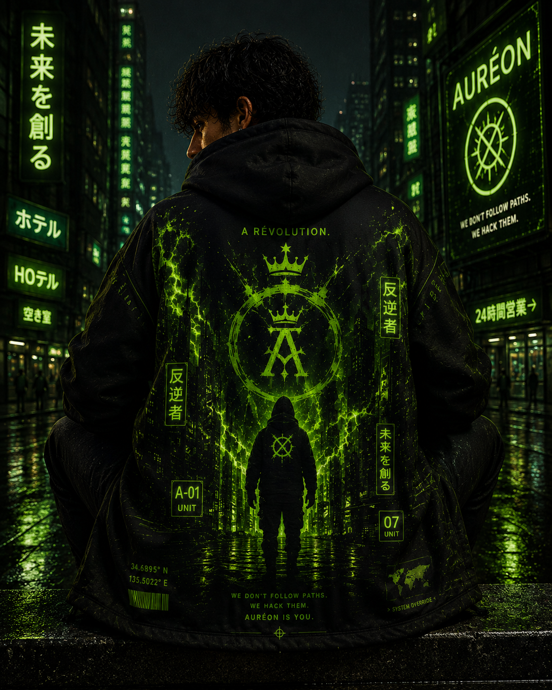 AUR-AS-NL-C1-SEP26-H3 | FLEECE LIGHT WEIGHT HOODIE | TOXIC GREEN | UNISEX