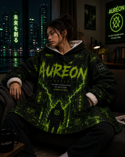 AUR-AS-NL-C1-SEP26-H3 | FLEECE LIGHT WEIGHT HOODIE | TOXIC GREEN | UNISEX
