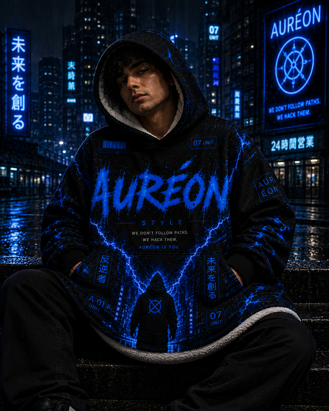 AUR-AS-NL-C1-SEP26-H1 | FLEECE LIGHT WEIGHT HOODIE | ELECTRIC BLUE | UNISEX