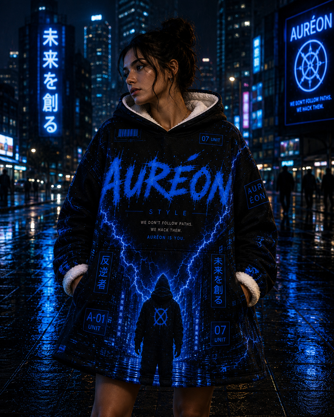 AUR-AS-NL-C1-SEP26-H1 | FLEECE LIGHT WEIGHT HOODIE | ELECTRIC BLUE | UNISEX