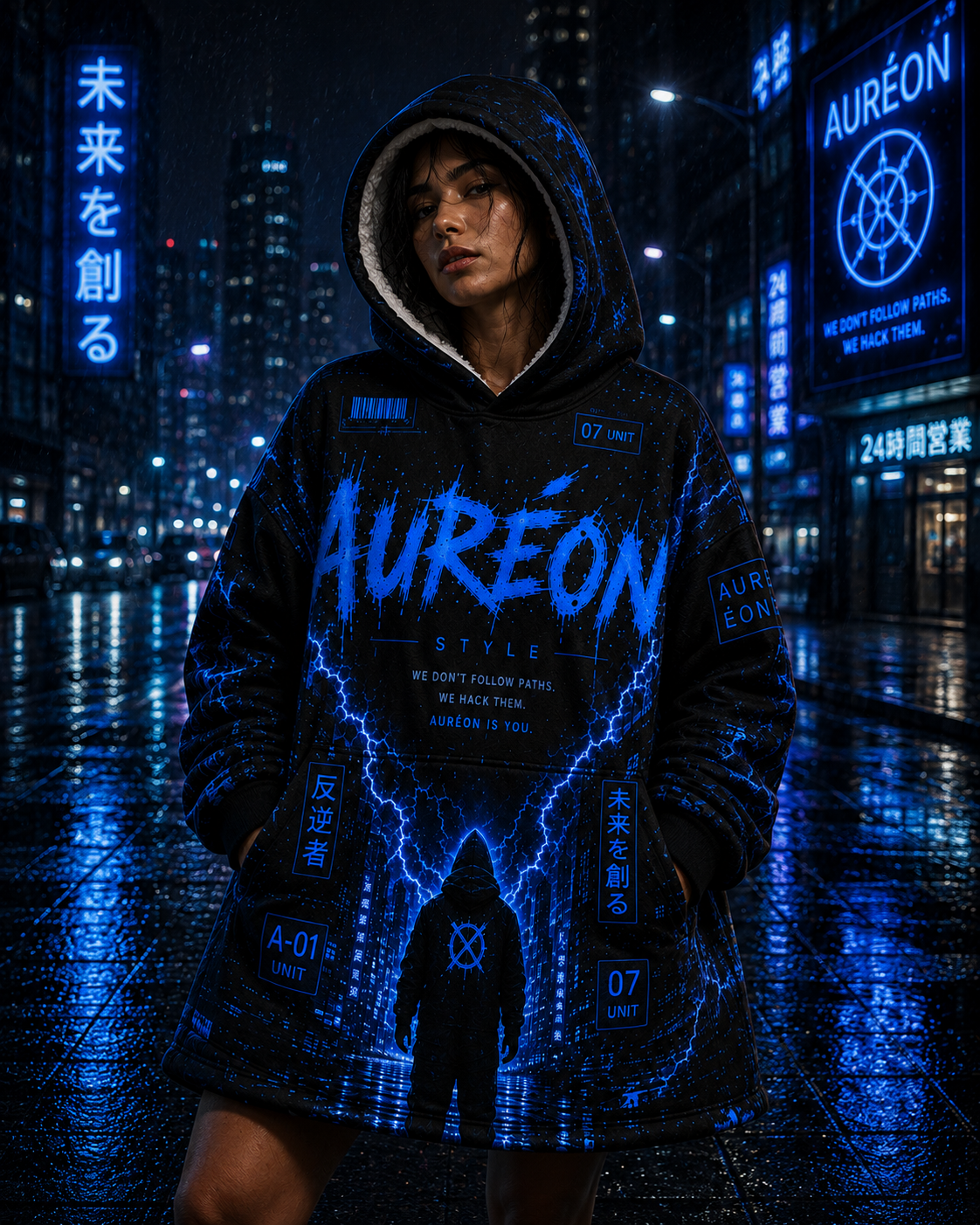 AUR-AS-NL-C1-SEP26-H1 | FLEECE LIGHT WEIGHT HOODIE | ELECTRIC BLUE | UNISEX