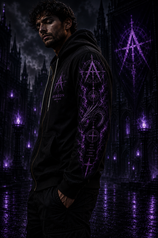 AURÉON ARCANE — BEAST — The Arcane Violet | Men's Full-Zip Hoodie | AA-BD-ZH-AV-M-701