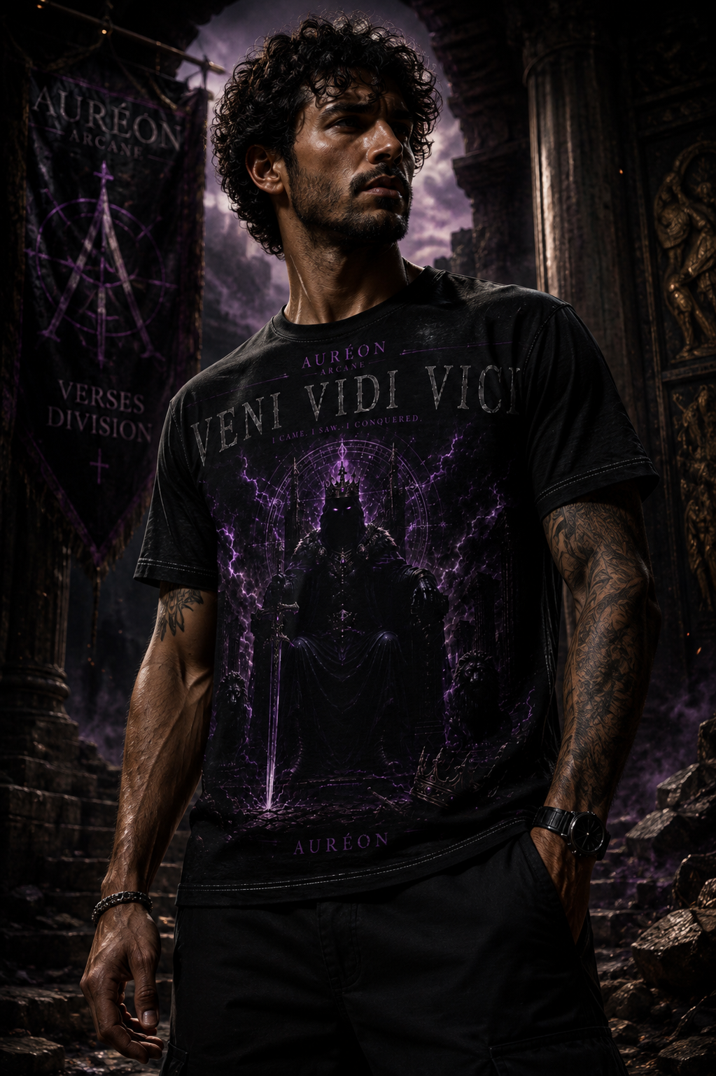 AURÉON ARCANE™ | VERSES DIVISION | VENI VIDI VICI | MEN'S ALL-OVER PRINT TEE | AA-VRS-VVV-OBV-MTS-701