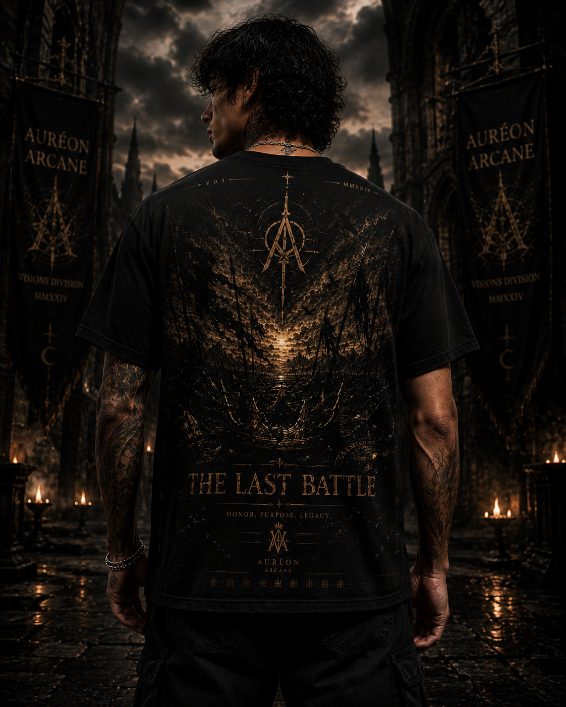 AURÉON ARCANE – VISIONS DIVISION | THE LAST BATTLE UNISEX OVERSIZED TEE | AA-VD-TLB-U-701-
