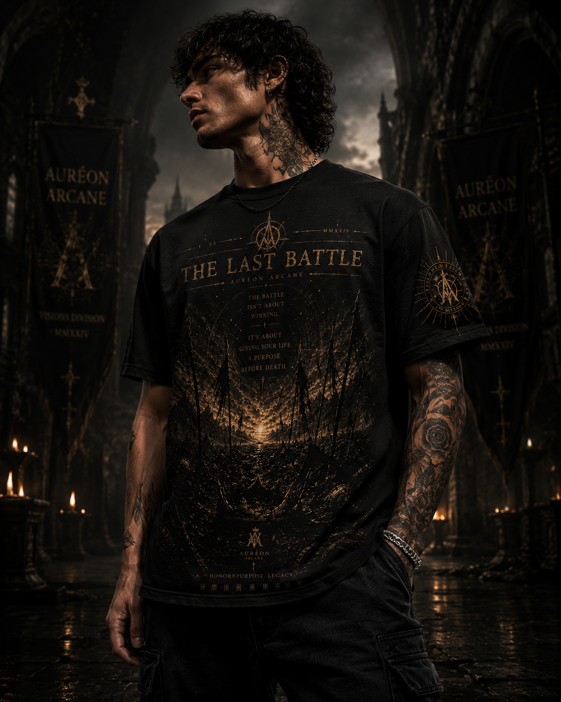 AURÉON ARCANE – VISIONS DIVISION | THE LAST BATTLE UNISEX OVERSIZED TEE | AA-VD-TLB-U-701-