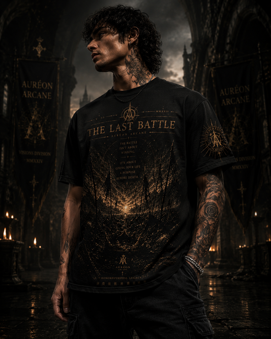 AURÉON ARCANE – VISIONS DIVISION | THE LAST BATTLE UNISEX OVERSIZED TEE | AA-VD-TLB-U-701-