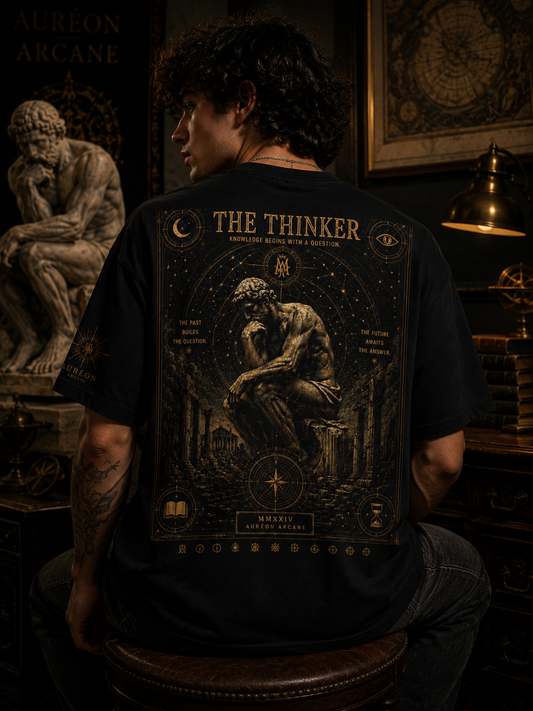 AURÉON ARCANE – The Thinker | Visions Division Loose Box-Fit Tee | AA-VD-MBT-008-THINKER-D-701