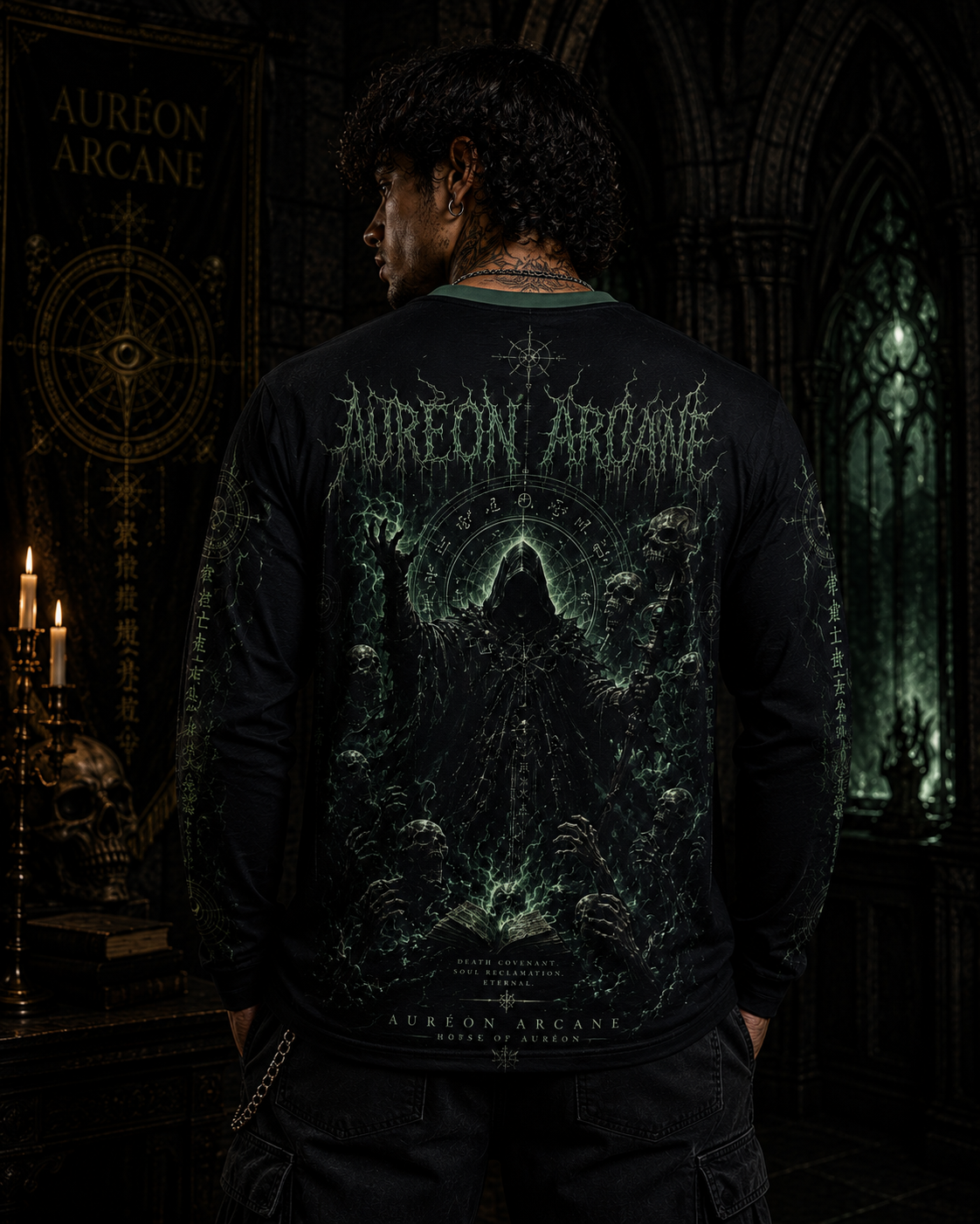 AURÉON ARCANE | SOVEREIGN – DEATH COVENANT AOP MEN'S LONG SLEEVE SHIRT | AAS-SOV-LS-003-DEATHCOVENANT-M-D-701