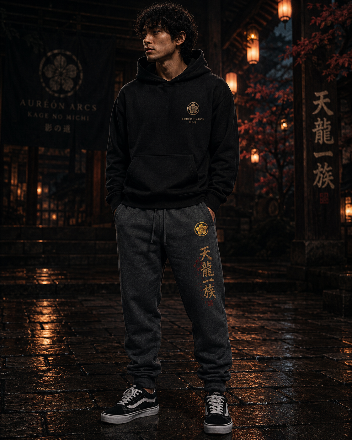 Kage no Michi – Tenryū Ichizoku Embroidered Unisex Fleece Joggers | HOA-ARC-KNM-D1