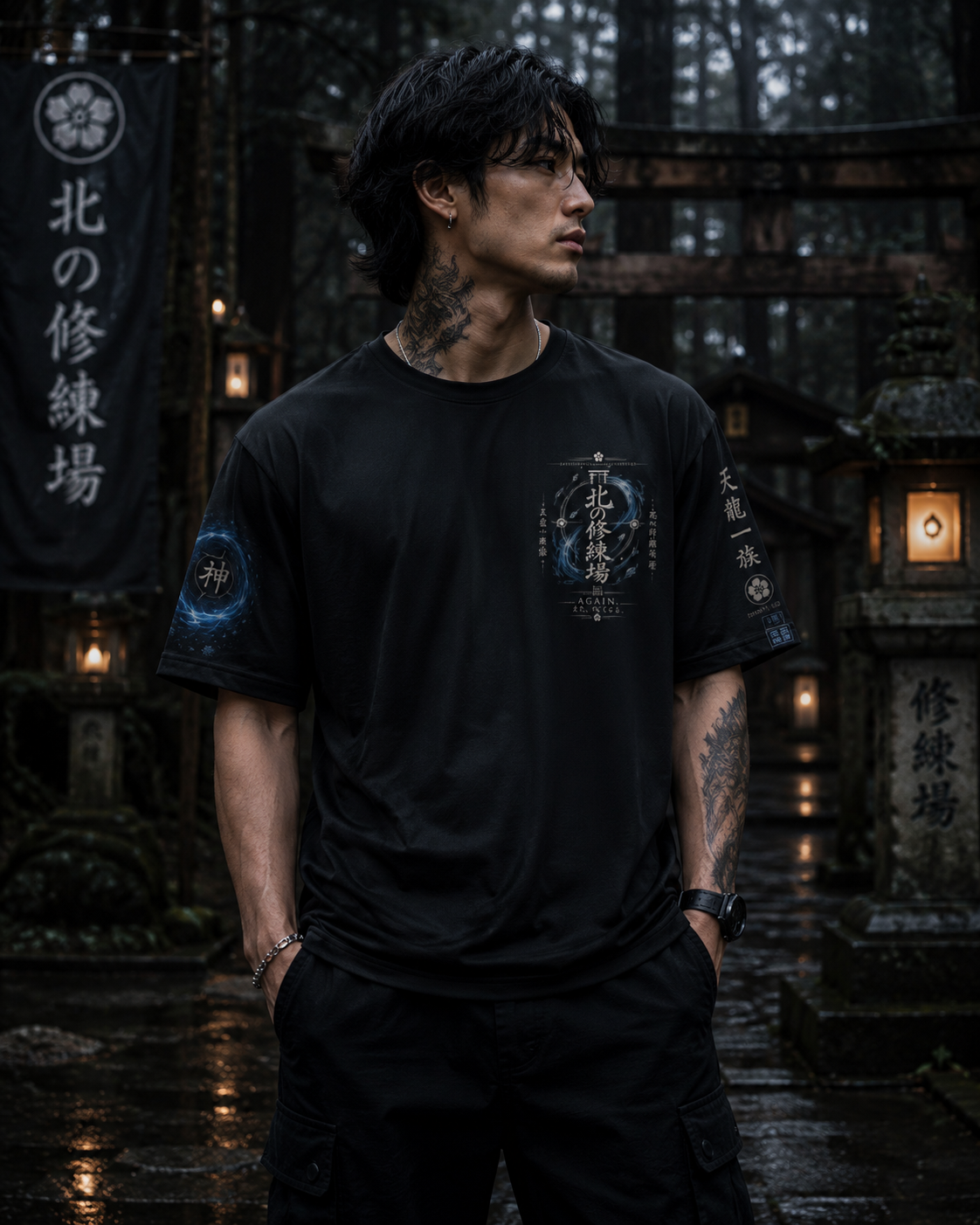 Kage no Michi | Men Drop Shoulder Tee | Northern Training Grounds Tee | HOA-ARC-KNM-D1