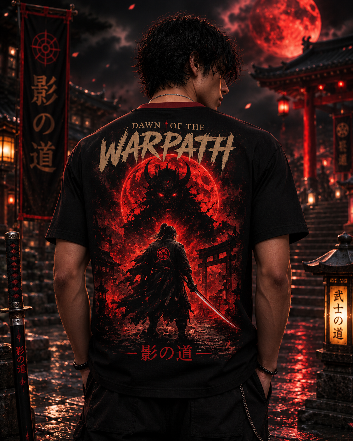 Kage no Michi | Men's Drop Shoulder Tee | Dawn of Warpath | HOA-ARC-KNM-D1
