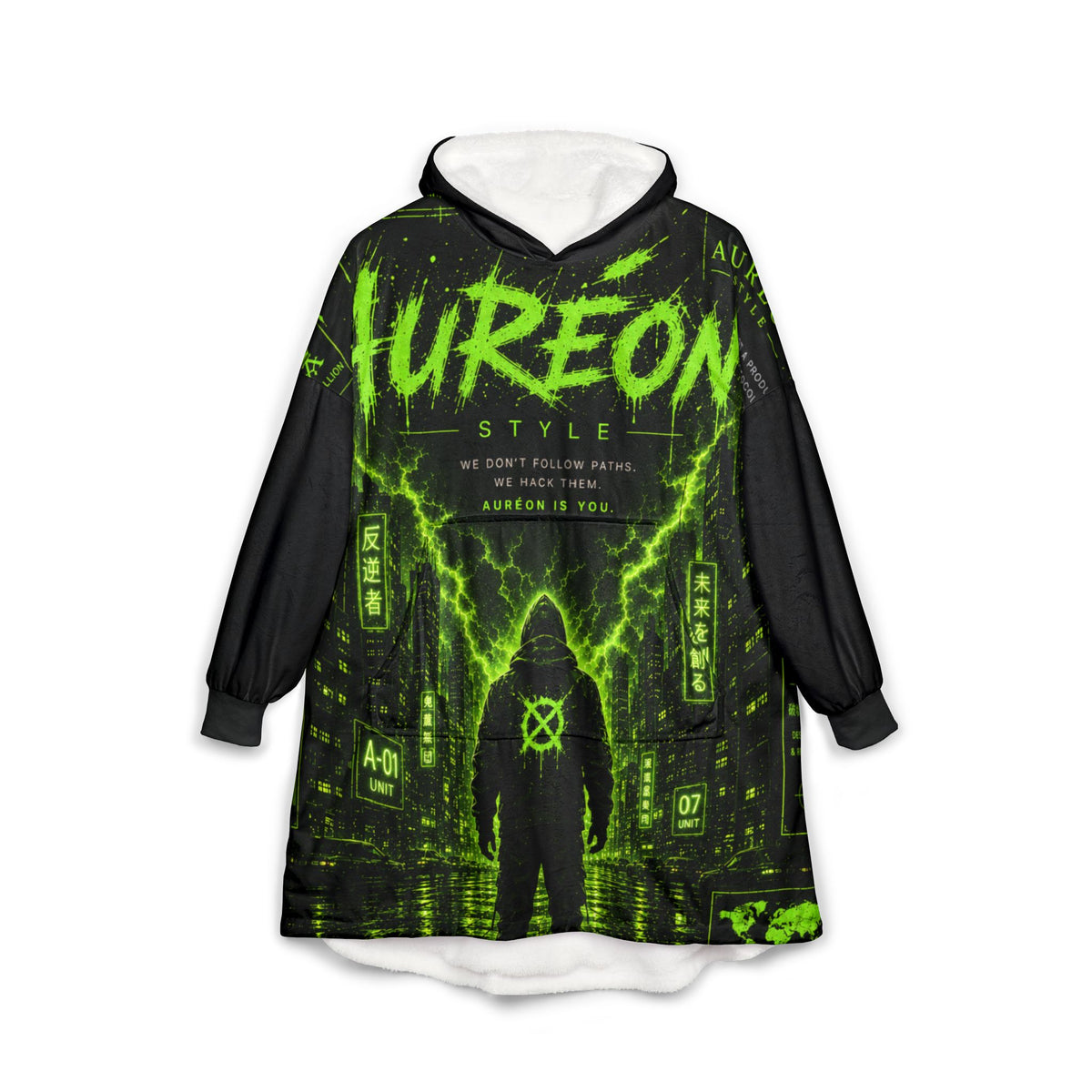 AUR-AS-NL-C1-SEP26-H3 | FLEECE LIGHT WEIGHT HOODIE | TOXIC GREEN | UNISEX