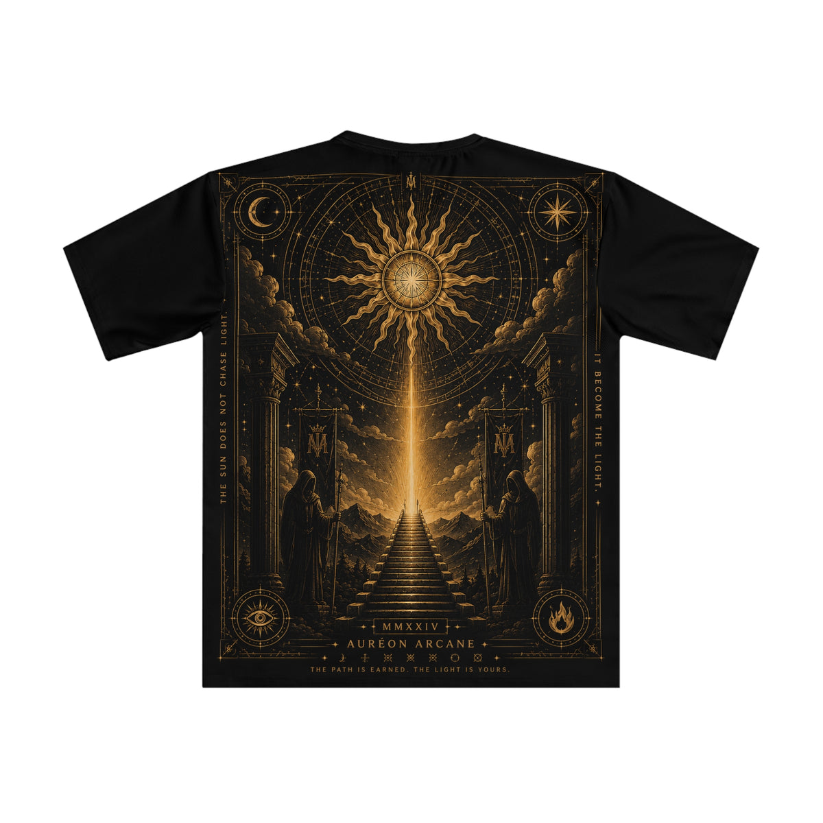 AURÉON ARCANE | VISIONS | SOLAR ASCENT | BOXED FIT TEE (MEN'S) | AA-VSN-017-SA-M-D-701